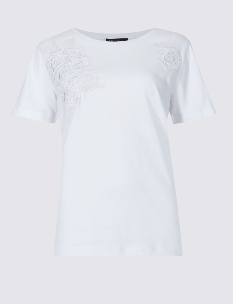 Pure Cotton Embroidered T-Shirt 2 of 4