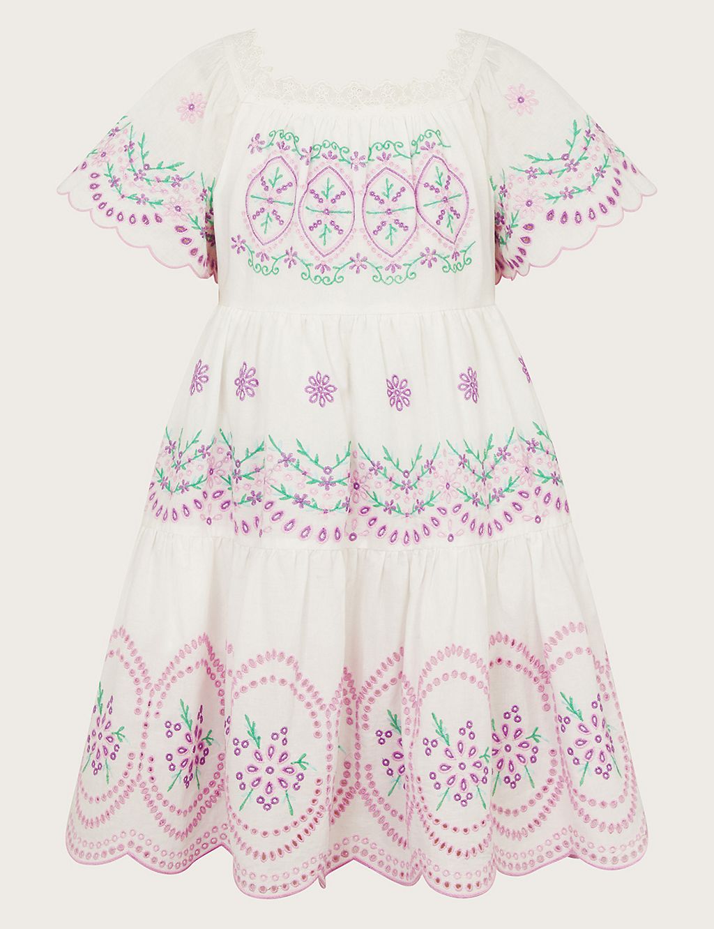 Pure Cotton Embroidered Tiered Dress (2-15 Yrs) 3 of 4