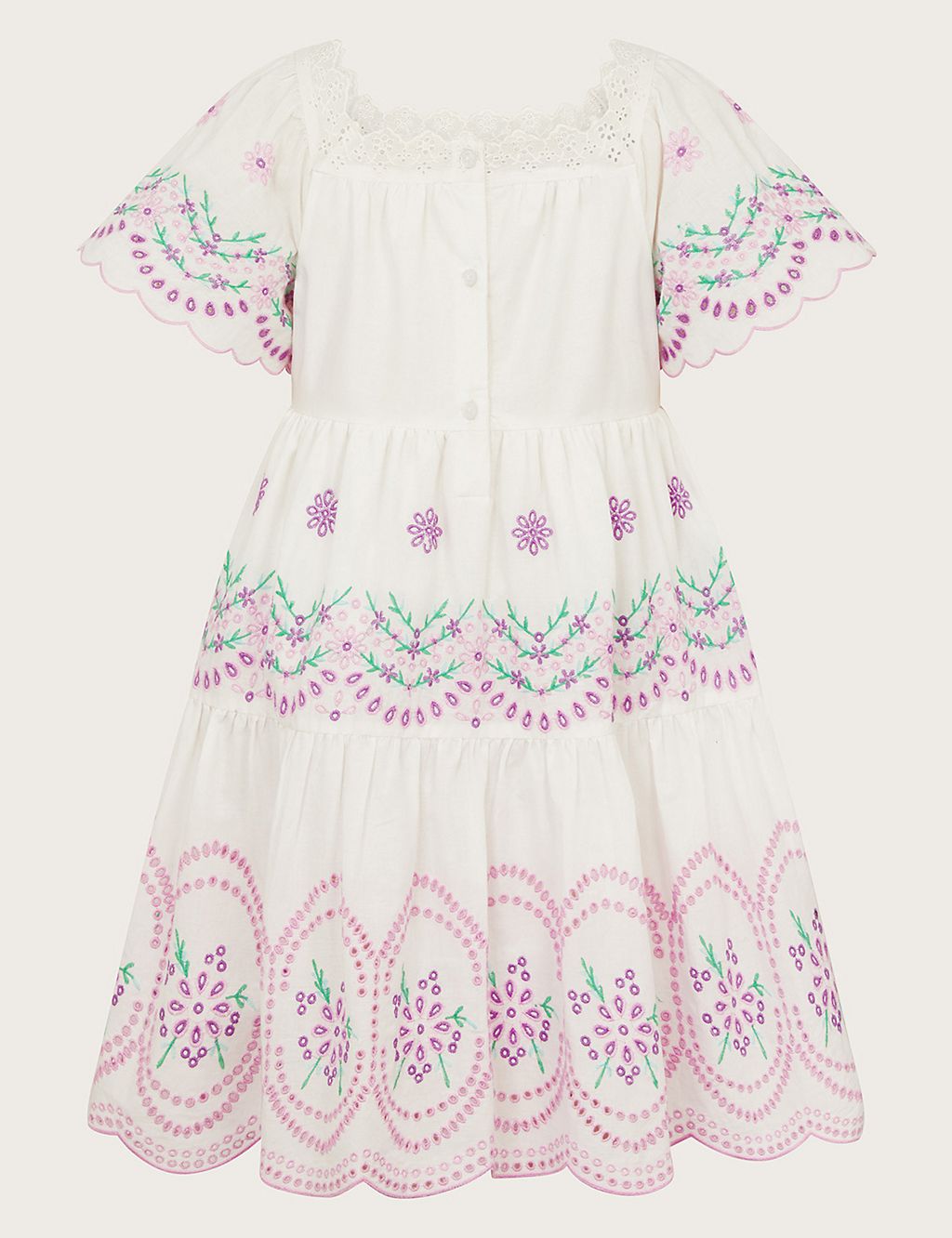 Pure Cotton Embroidered Tiered Dress (2-15 Yrs) 1 of 4