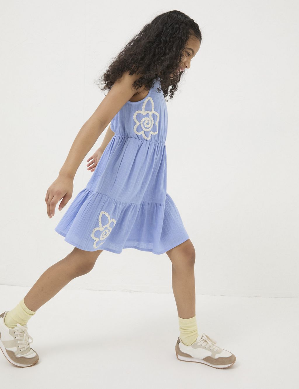 Pure Cotton Embroidered Tiered Dress (3-13 Yrs) 3 of 5