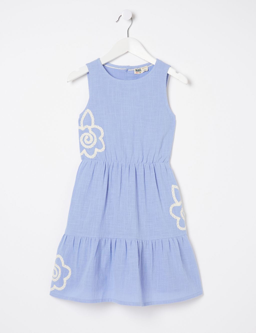 Pure Cotton Embroidered Tiered Dress (3-13 Yrs) 1 of 5