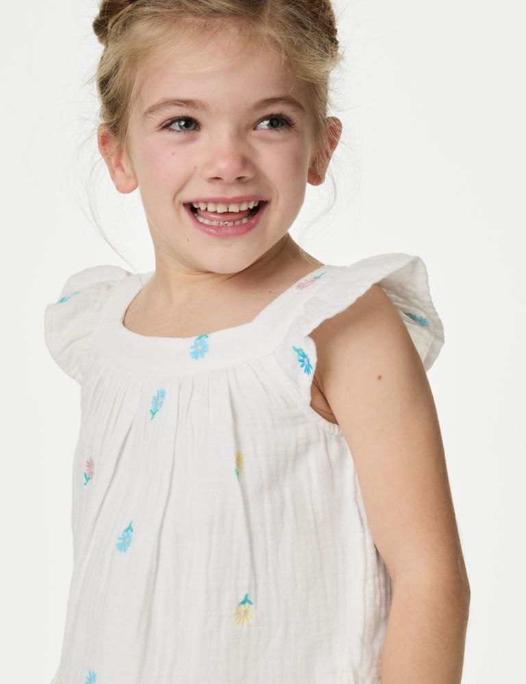Pure Cotton Embroidered Top (2-8 Yrs) 4 of 5