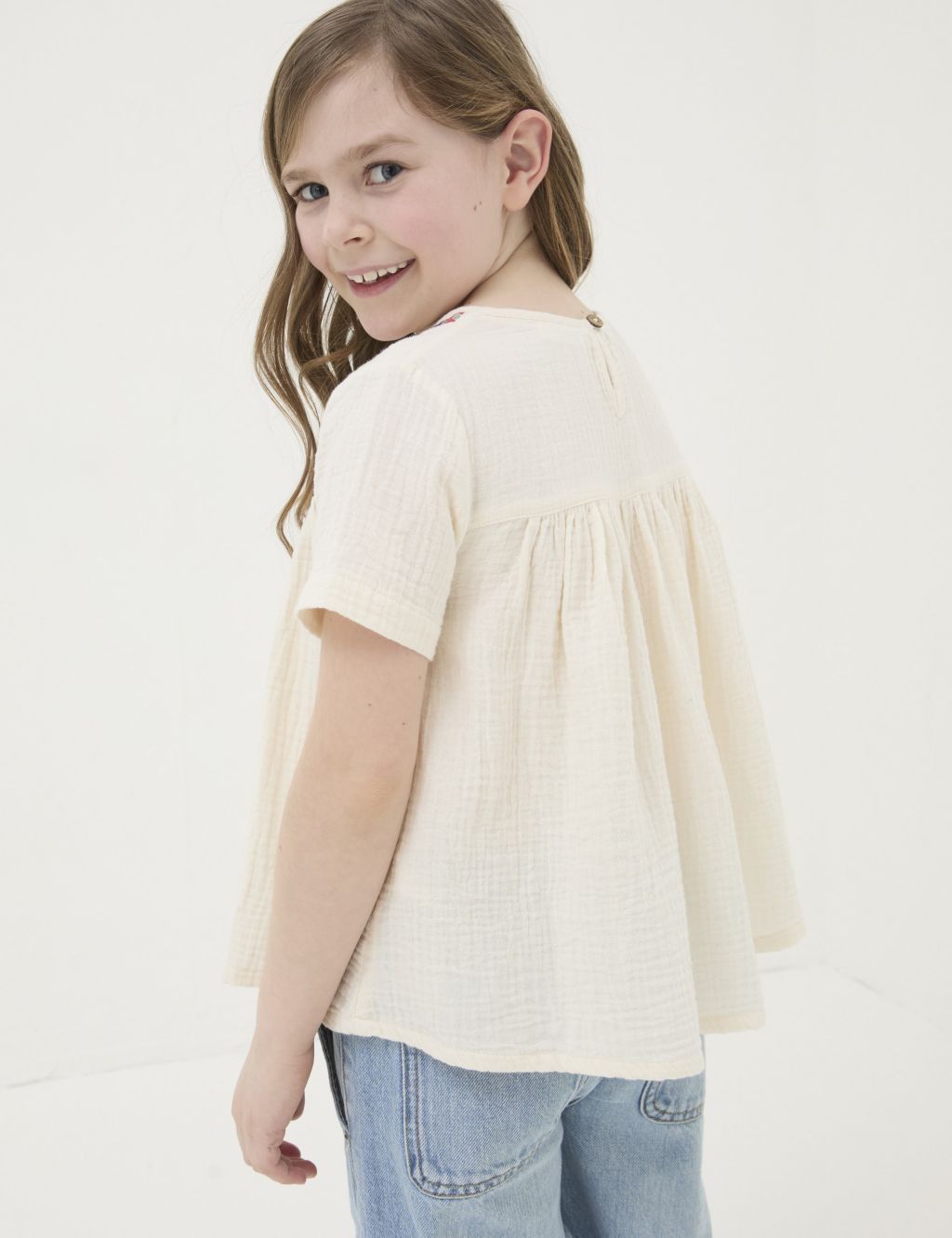 Pure Cotton Embroidered Top (3-13 Yrs) 2 of 4