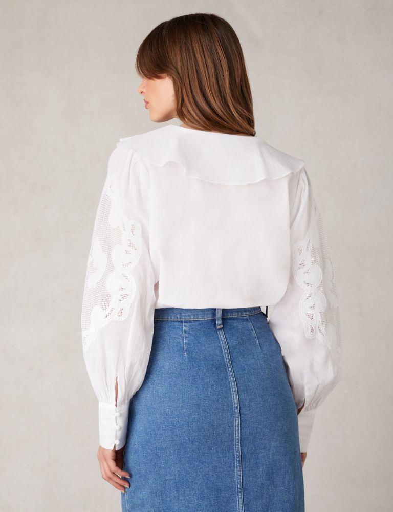 Pure Cotton Embroidered V-Neck Blouse 5 of 5