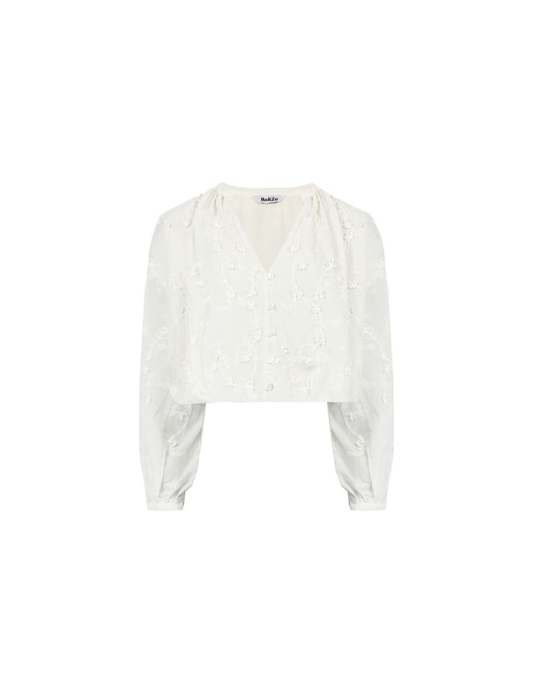 Pure Cotton Embroidered V-Neck Blouse 2 of 5