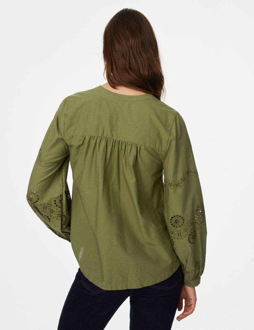 Pure Cotton Embroidered V-Neck Blouse 6 of 6
