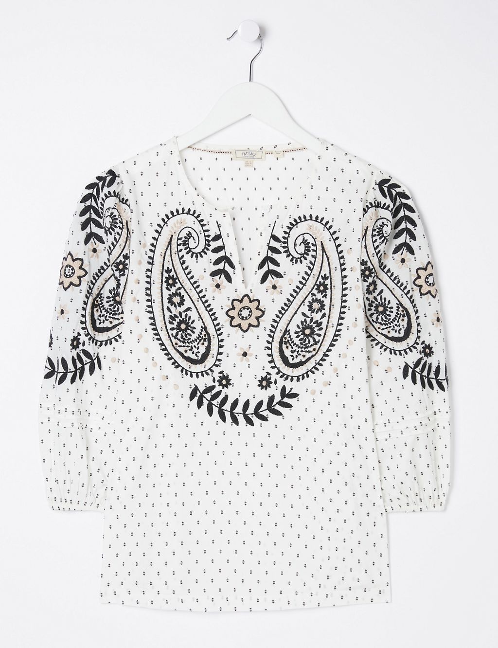 Pure Cotton Embroidered V-Neck Blouse 1 of 6