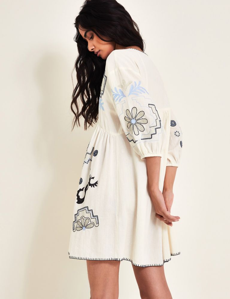 Pure Cotton Embroidered V-Neck Kaftan Dress 5 of 5