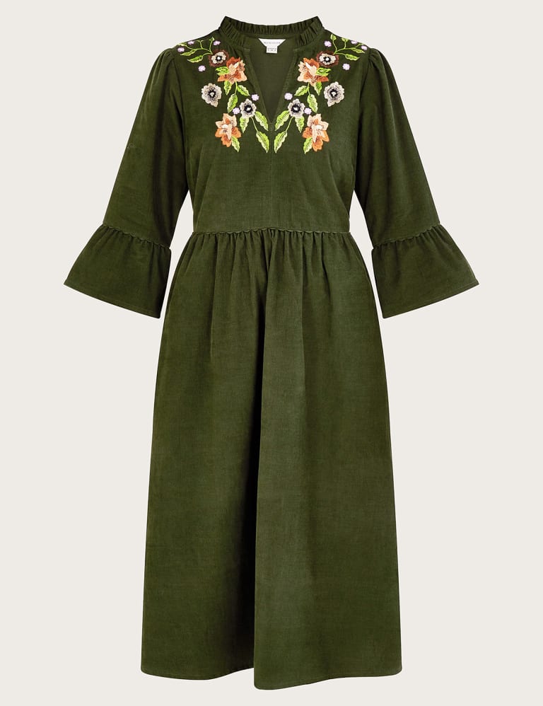 Pure Cotton Embroidered V Neck Midaxi Dress Monsoon M S