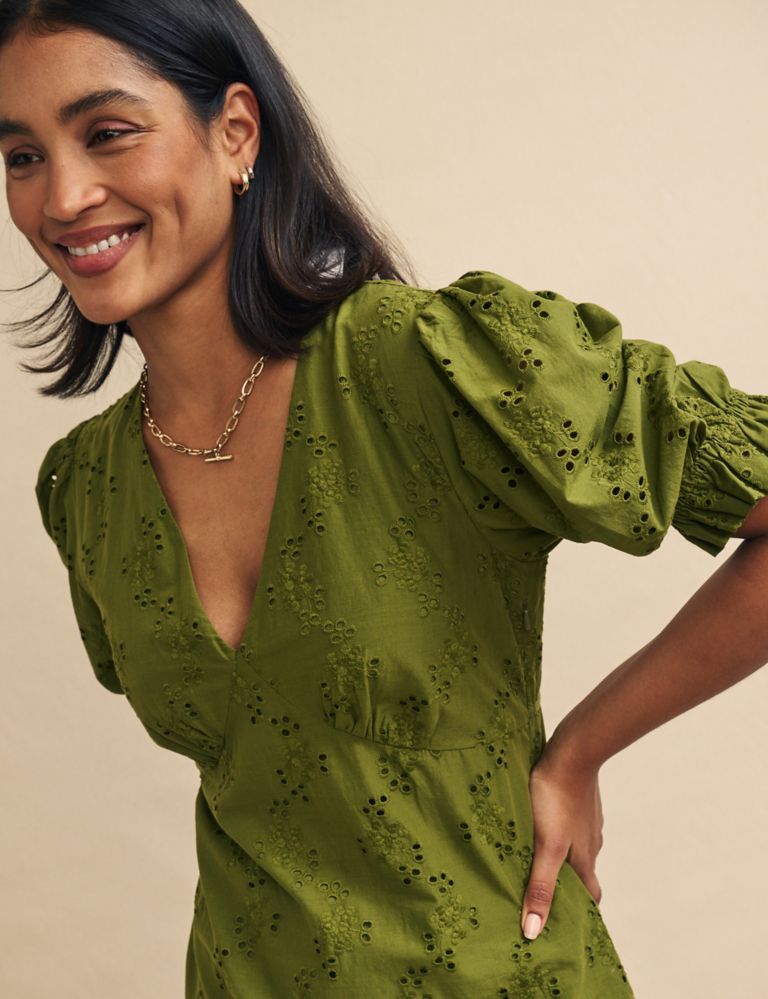 Pure Cotton Embroidered V-Neck Midaxi Dress 4 of 4
