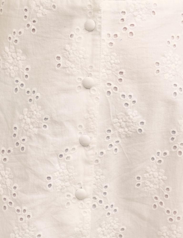Pure Cotton Embroidered V-Neck Midi Dress 4 of 6