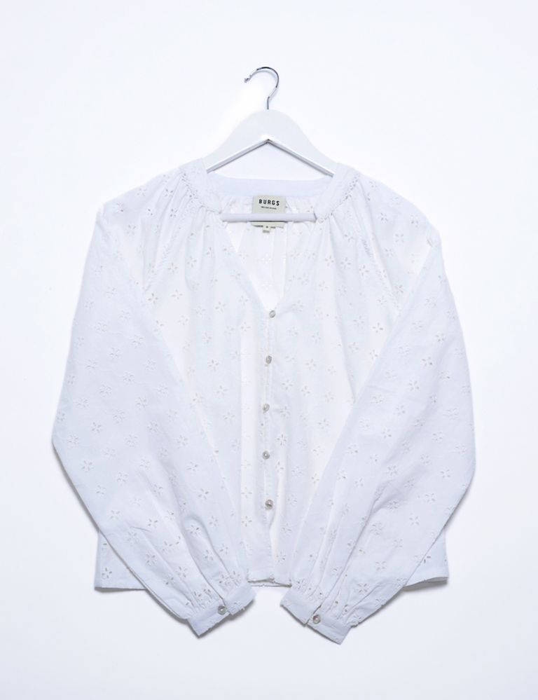 Pure Cotton Embroidered V-Neck Shirt 2 of 5