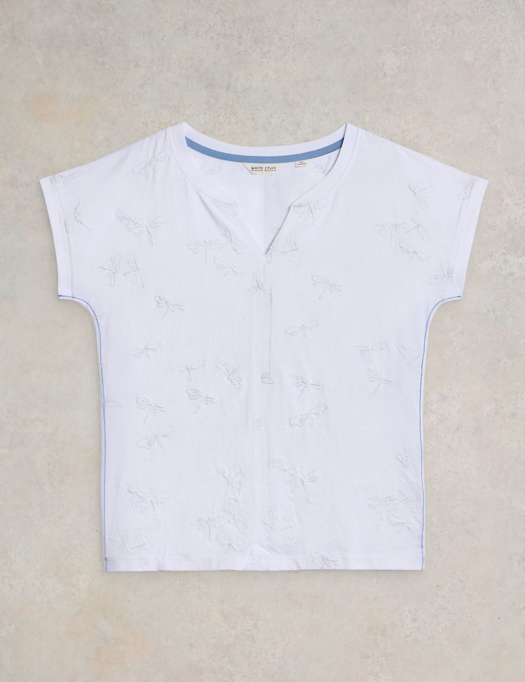Pure Cotton Embroidered V-Neck T-Shirt 1 of 5