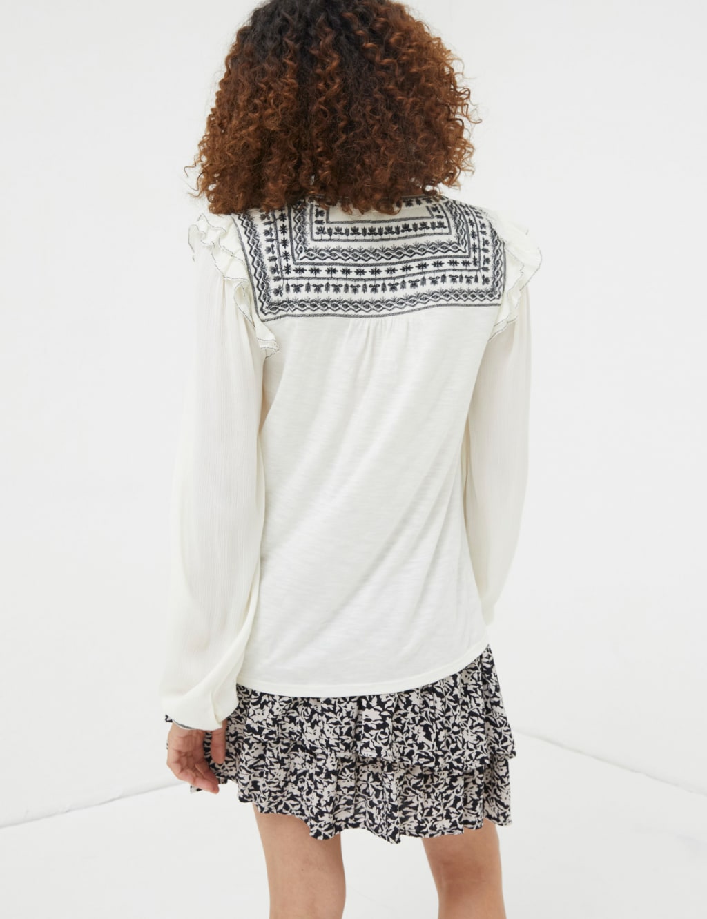 Embroidered V-Neck Top main image 0