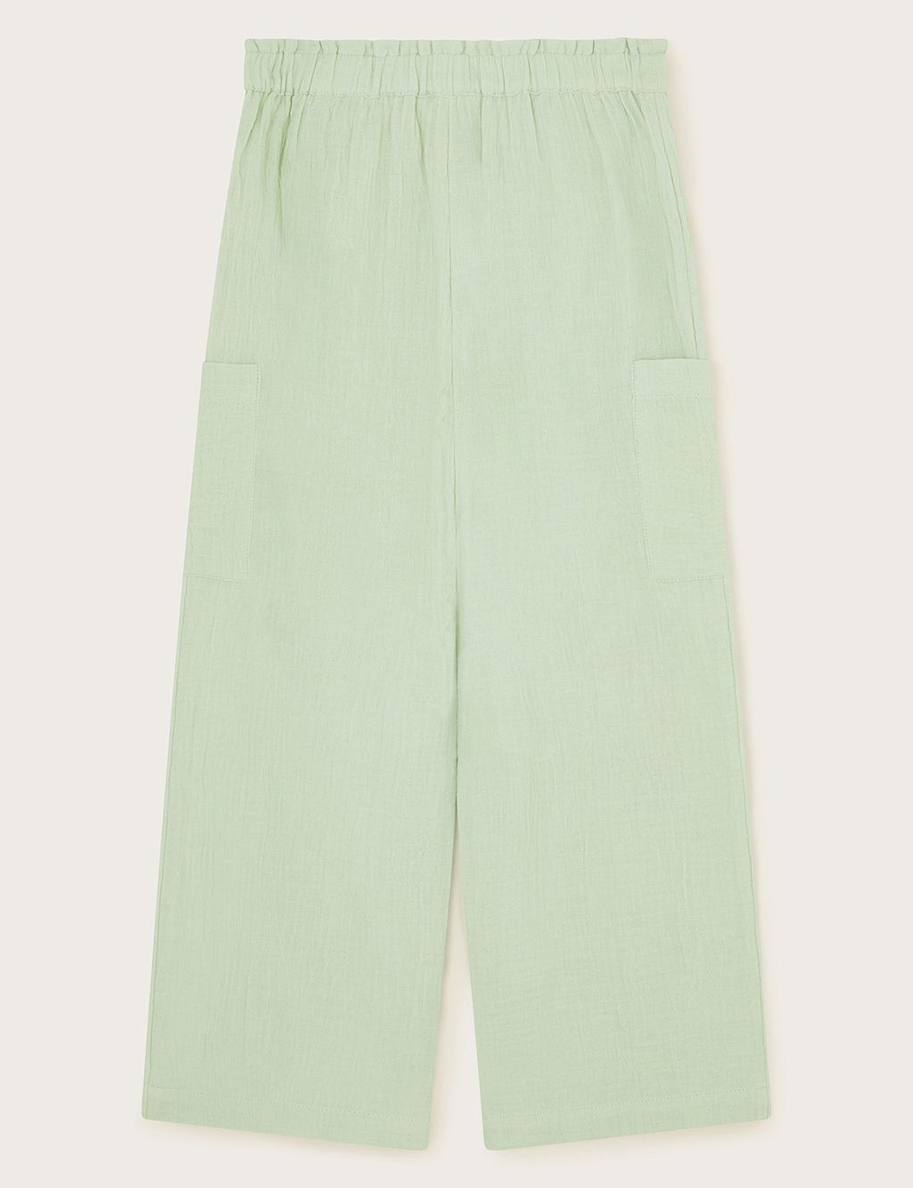 Pure Cotton Embroidered Wide Leg Trousers 1 of 3