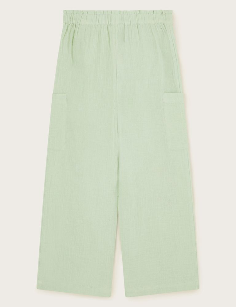 Pure Cotton Embroidered Wide Leg Trousers 2 of 3