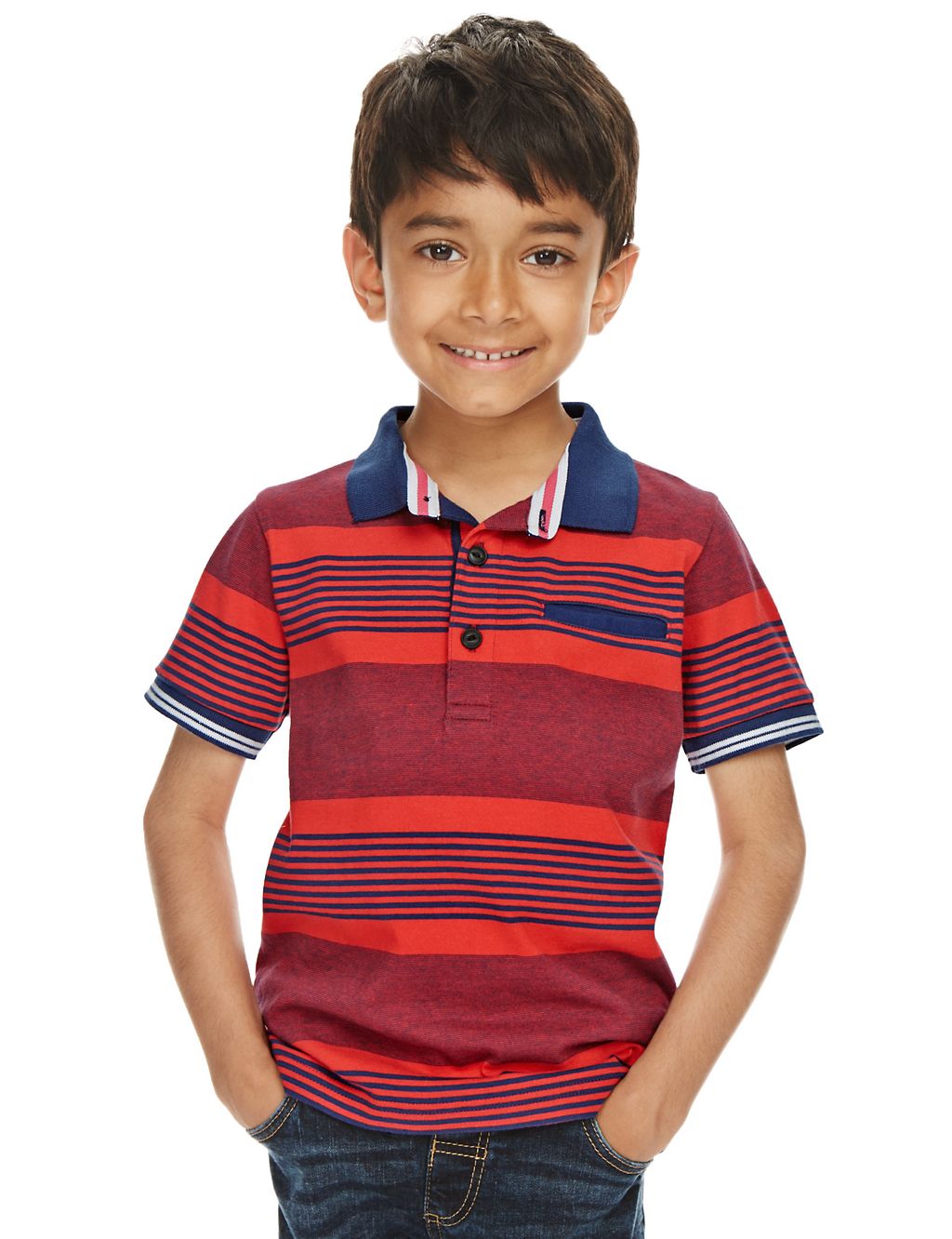 Pure Cotton Engineered Striped Polo Shirt (1-7 Years) 3 of 3