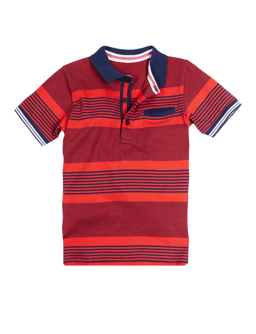 Pure Cotton Engineered Striped Polo Shirt (1-7 Years) 1 of 3