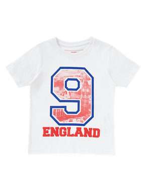 Pure Cotton England 9 T-Shirt (1-7 Years) Image 2 of 3