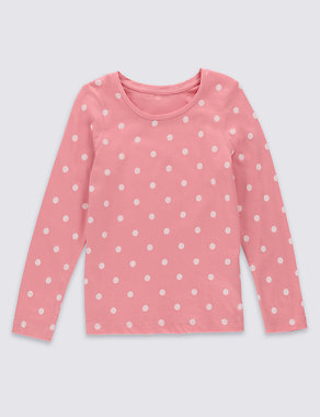 Pure Cotton Essential Long Sleeve Top with StayNEW™ (3 Months - 5 Years) Image 2 of 3