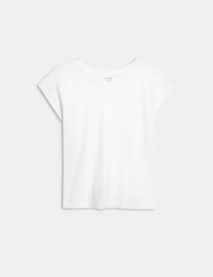Pure Cotton Everyday Fit Slash Neck T-shirt Image 2 of 5