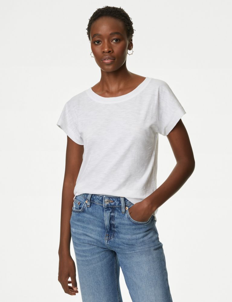 Pure Cotton Everyday Fit Slash Neck T-shirt 1 of 5