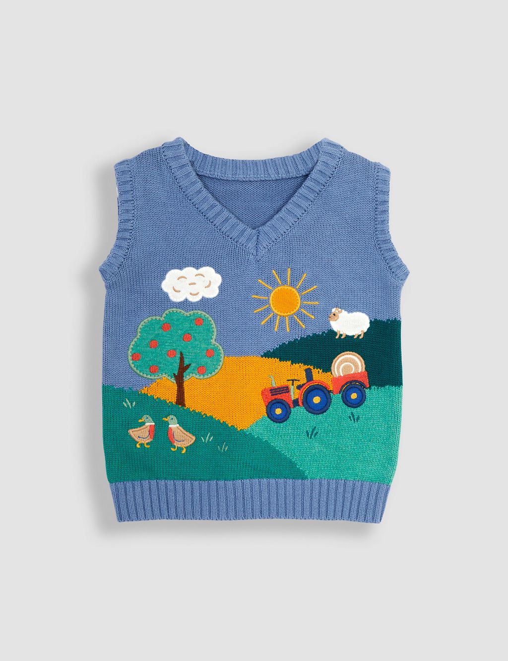 Pure Cotton Farm Knitted Vest (6 Mths-5 Yrs) 1 of 5