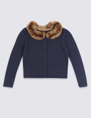 Dkny cardigan discount faux fur