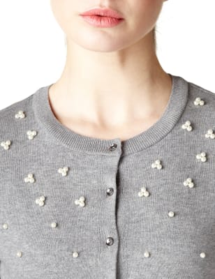 Pure Cotton Faux Pearl Embellished Cardigan Limited Edition M S