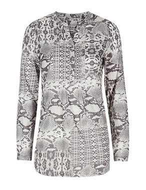 Pure Cotton Faux Snakeskin Print Tunic Image 2 of 6