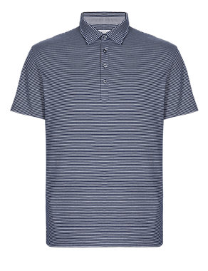 Pure Cotton Fine Striped Polo Shirt Image 2 of 3