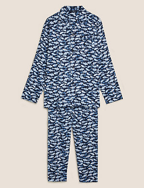 Pure Cotton Fish Print Pyjama Set Image 2 of 6