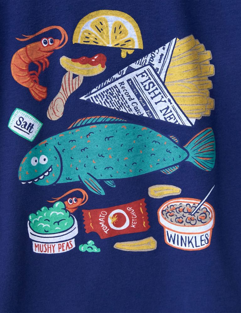 Pure Cotton Fish and Chips T-Shirt (3-12 Yrs) 4 of 4