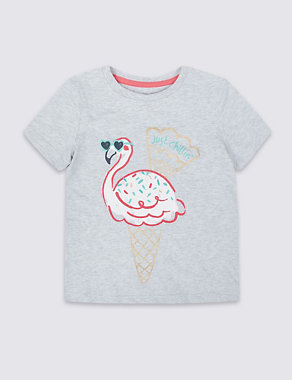 Pure Cotton Flamingo T-Shirt (3 Months - 7 Years) Image 2 of 3