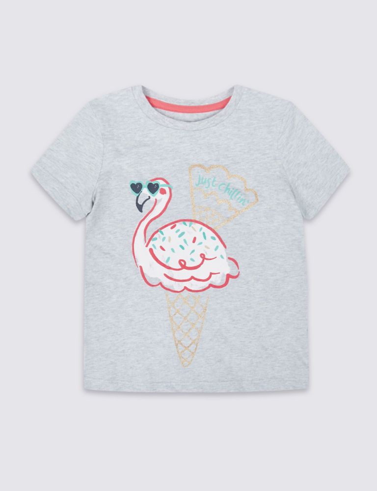 Pure Cotton Flamingo T-Shirt (3 Months - 7 Years) 2 of 3