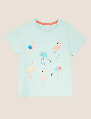 Pure Cotton Flamingo T-shirt (2-7 Yrs) Image 2 of 4