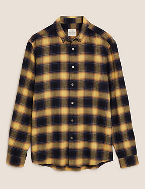 Pure Cotton Flannel Checked Shirt Image 2 of 4