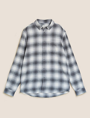 Pure Cotton Flannel Checked Shirt Image 2 of 5