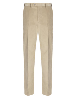 Pure Cotton Flat Front Corduroy Trousers Image 2 of 4