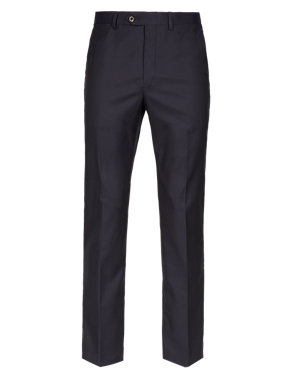 Pure Cotton Flat Front Herringbone Trousers Image 2 of 4