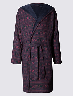 Pure Cotton Fleece Dressing Gown Image 2 of 3