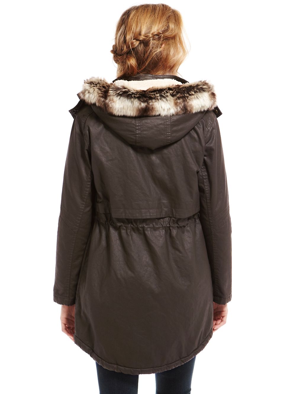 Pure Cotton Fleece Lined Hooded Parka 4 of 5