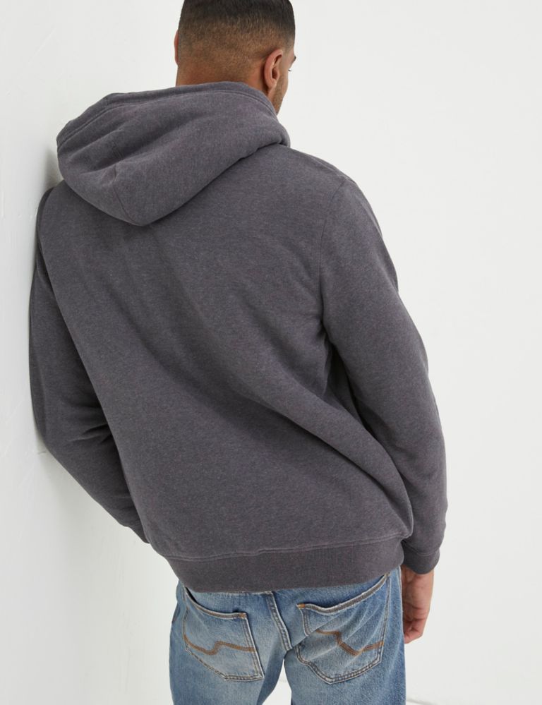 Grey Zip-Up Hooded Jacket With Lining Detail