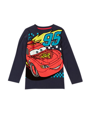 Pure Cotton Flocked Disney Cars T-Shirt (1-7 Years) Image 2 of 3