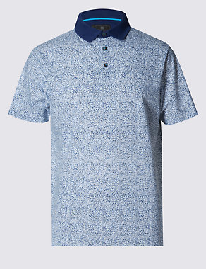 Pure Cotton Floral & Leaf Print Polo Shirt Image 2 of 3
