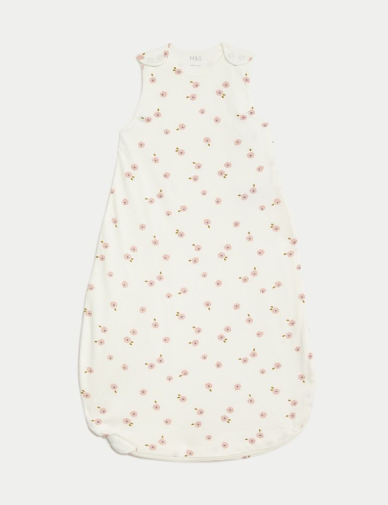 Pure Cotton Floral 0.5 Tog Sleeping Bag (0-36 Mths) 1 of 3