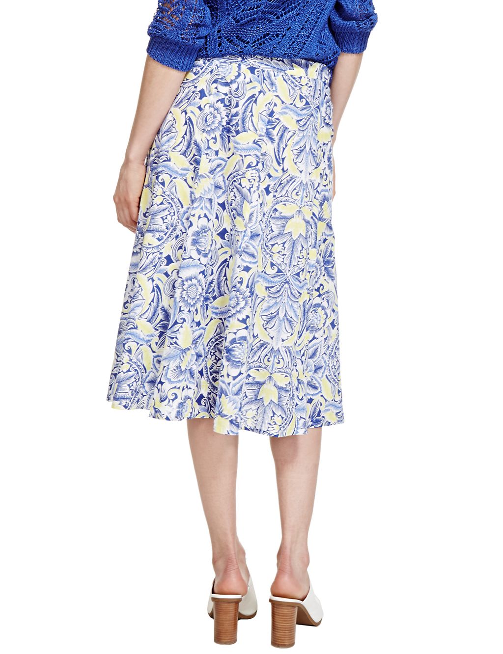 Pure Cotton Floral A-Line Skirt 4 of 4