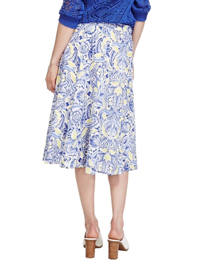 Pure Cotton Floral A-Line Skirt 4 of 4