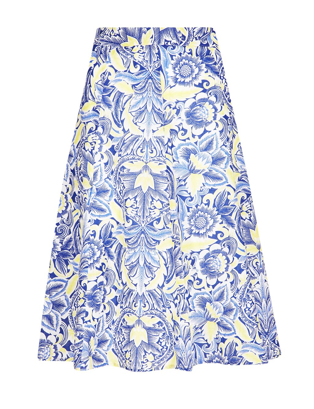 Pure Cotton Floral A-Line Skirt 1 of 4