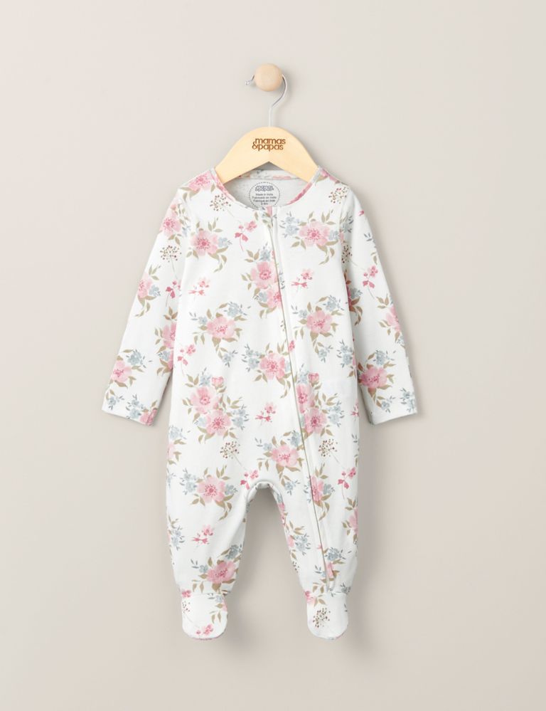 Pure Cotton Floral All In One (7lbs-12 Mths) 1 of 2